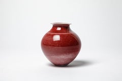 Vaso in ceramica smaltata rossa di Robert Deblander, circa 1990.