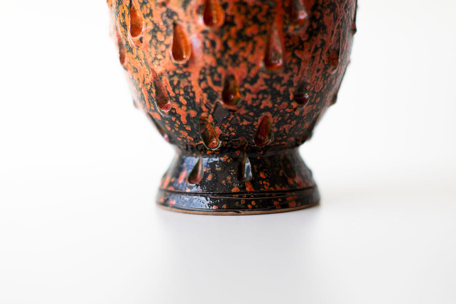 Vaso italiano smaltato rosso In condizioni buone in vendita a Oak Harbor, OH