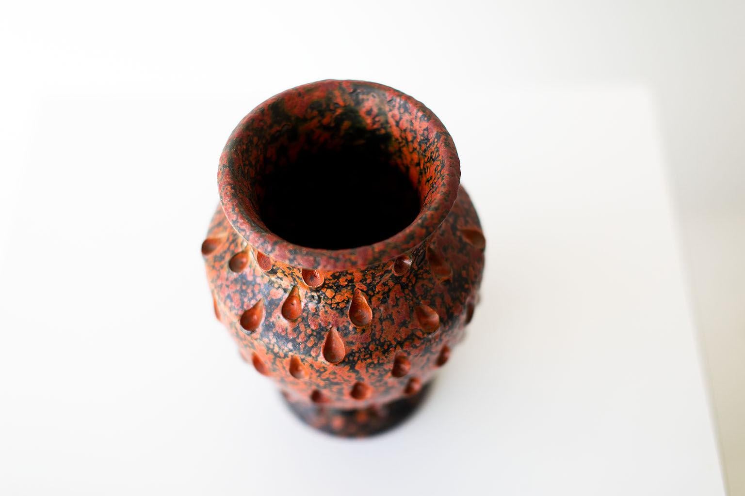 Pottery Red Glazed Italian Vase For Sale