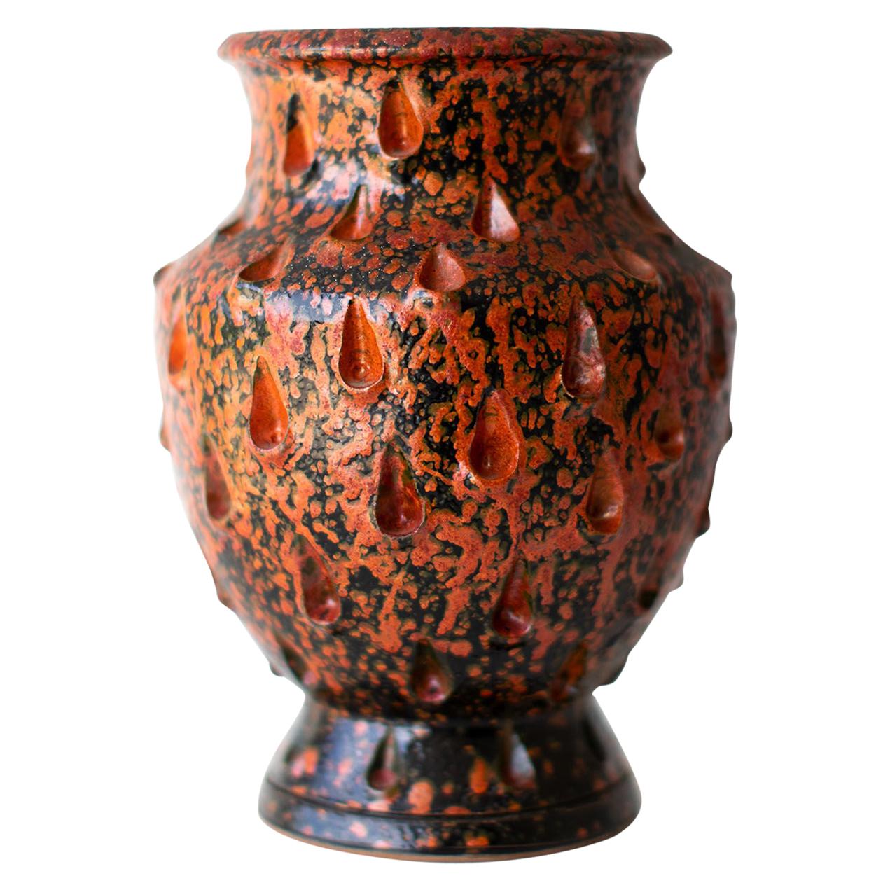 Red Glazed Italian Vase For Sale