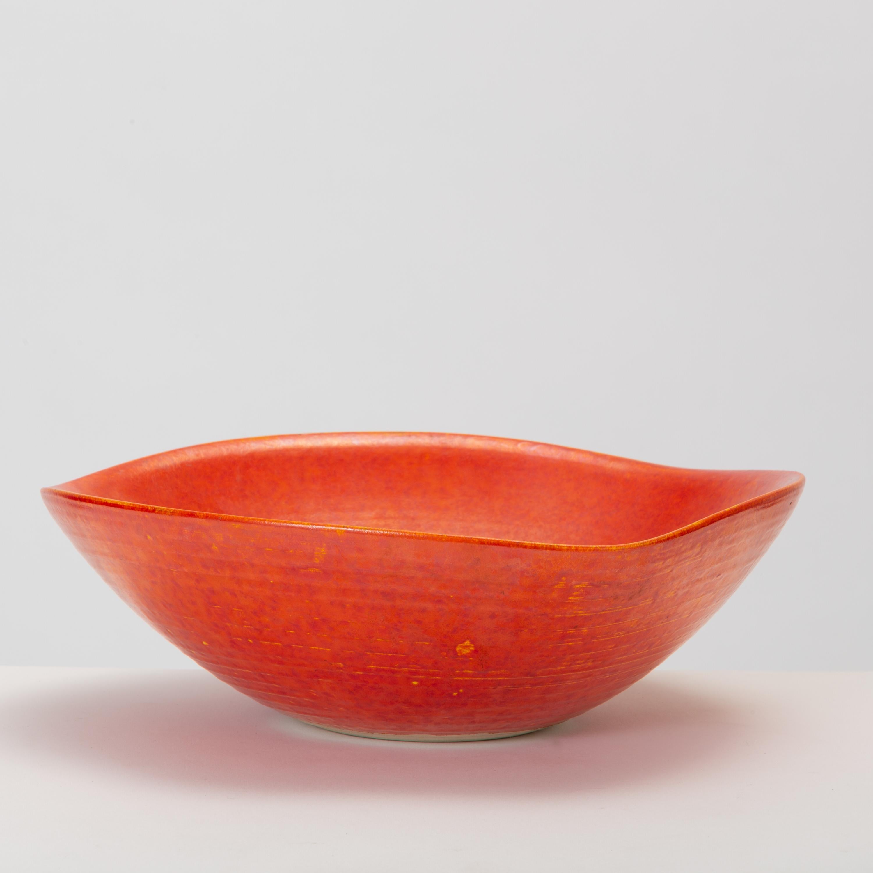 Mid-Century Modern Red Glazed Studio Pottery Bowl