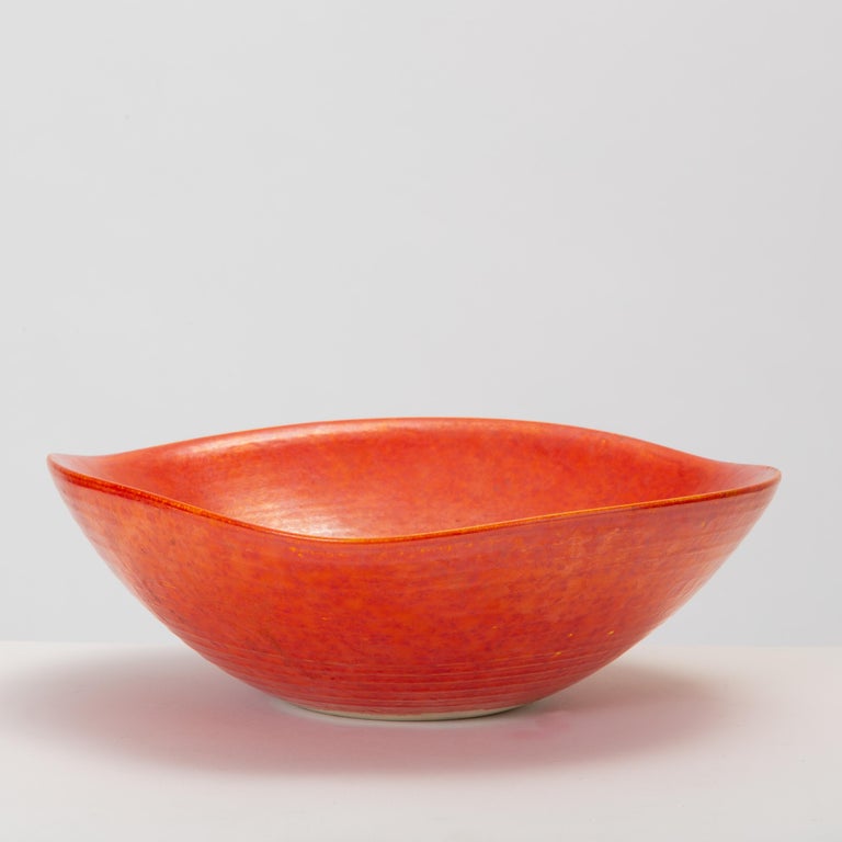 Red Glazed Studio Pottery Bowl at 1stDibs