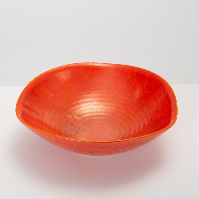 Red Glazed Studio Pottery Bowl at 1stDibs