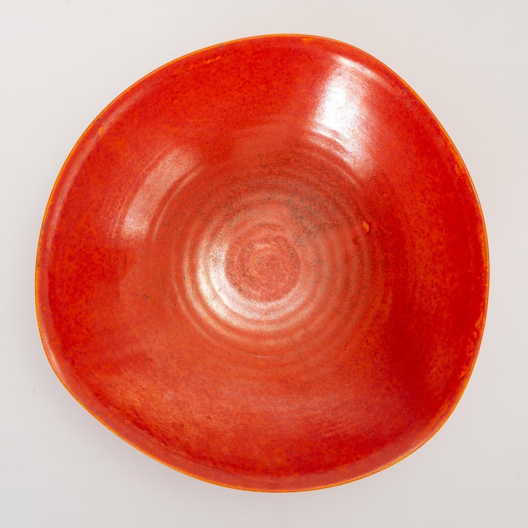 Red Glazed Studio Pottery Bowl at 1stDibs