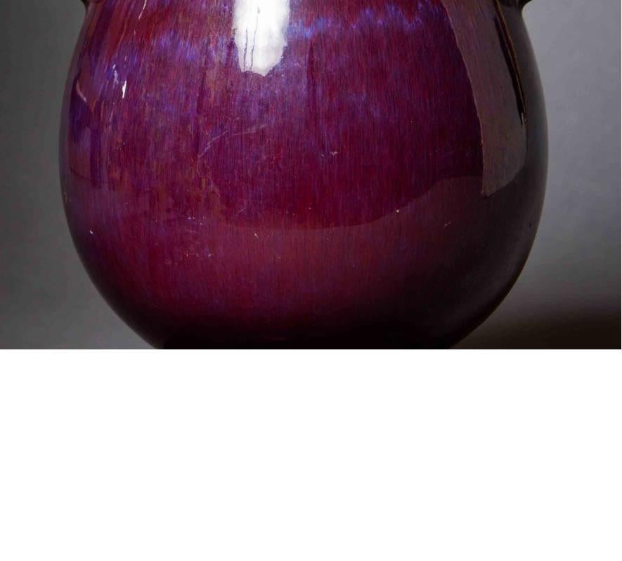 Fired Red Glazed Vase with Dragon Handles For Sale