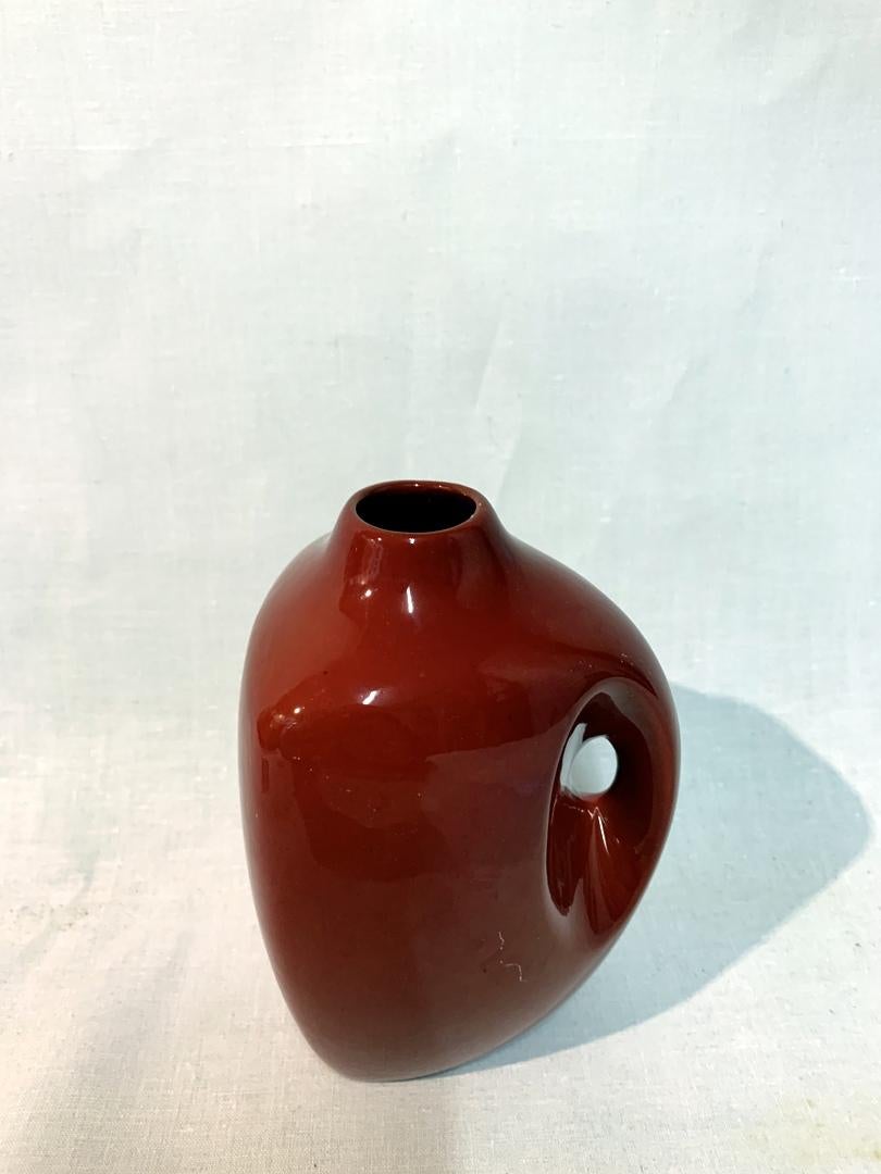 Space Age Red Glazed Zsolnay Porcelain Vase by Janos Torok, 1960