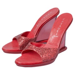 Red glitter and leather mules with red transparent plexiglas heels CASADEI