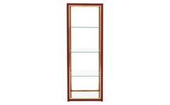Red Gloss and Brass Etagere with Glass Shelves