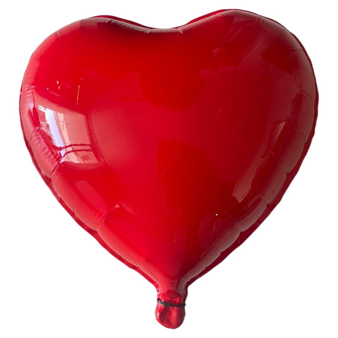 Red Glossy Ceramic Heart Balloon Pop Art Sculpture, Statement wall art hanging