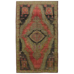 Red, Gold and Brown Handmade Wool Turkish Anatolian Konya Rug