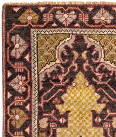 Red, Gold and Brown Handmade Wool Turkish Old Anatolian Konya Rug