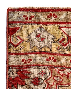 Red, Gold and Rust Handmade Wool Turkish Old Anatolian Konya Distressed Rug