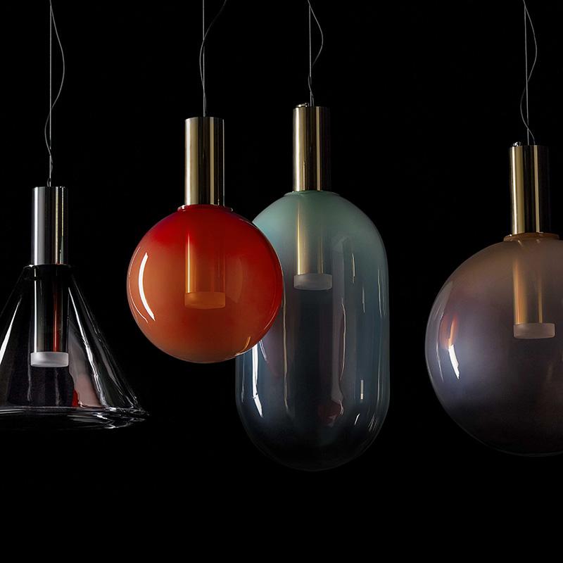 Red / Gold Blown Crystal Glass Pendant, Phenomena by Dechem Studio for Bomma In New Condition For Sale In Warsaw, PL