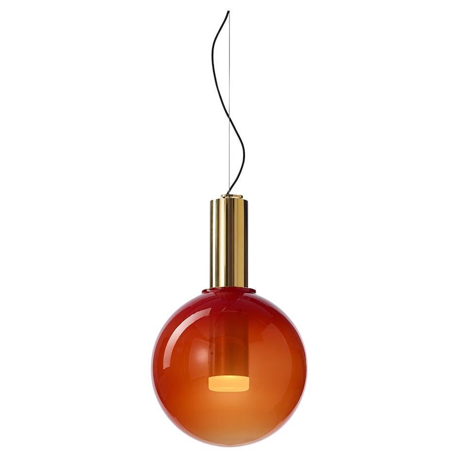 Red / Gold Blown Crystal Glass Pendant, Phenomena by Dechem Studio for Bomma