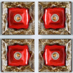 Red Gold Ceramic Wall Light, Denmark, 1970