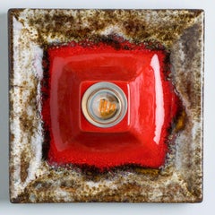Red Gold Ceramic Wall Light, Denmark, 1970