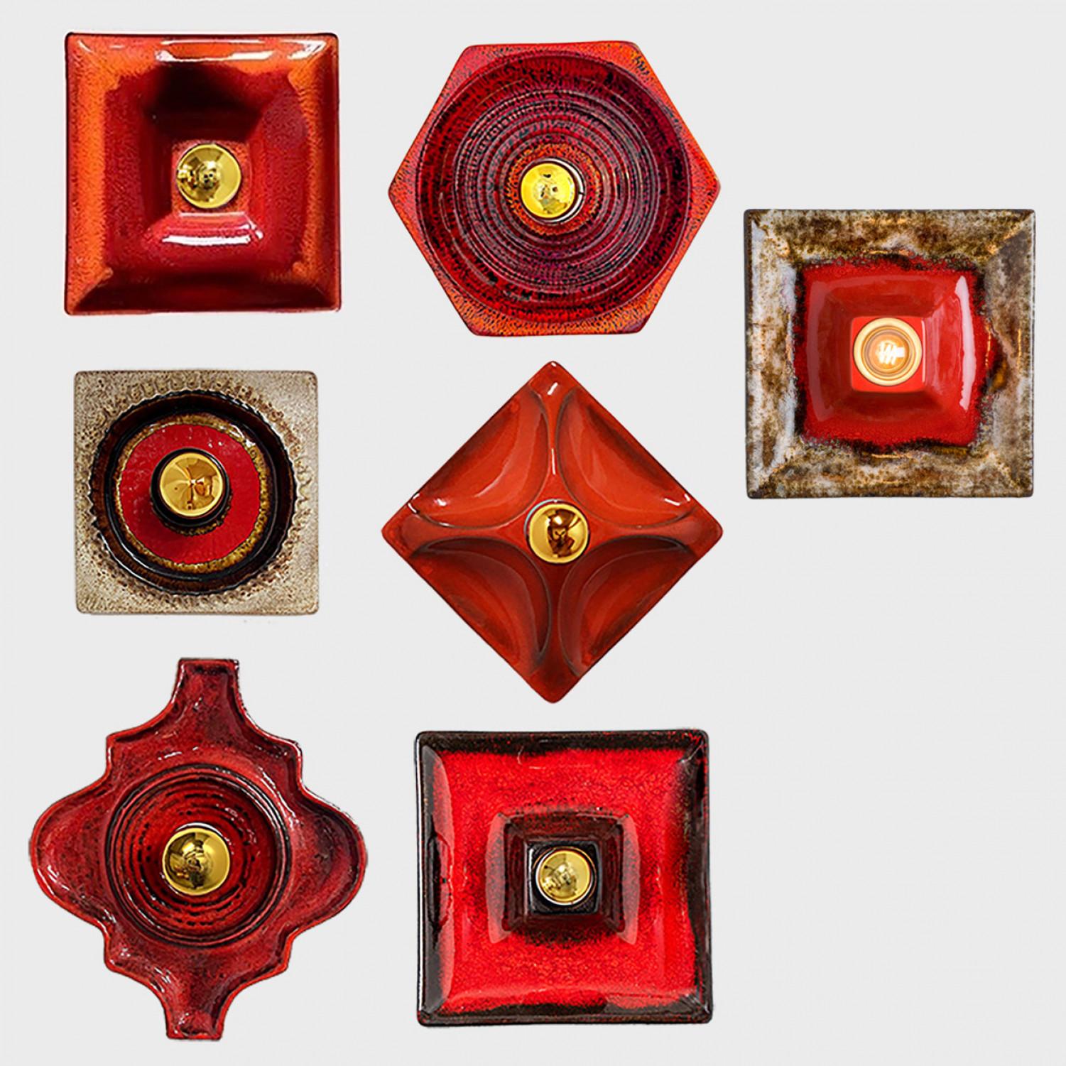 Céramique Applique en céramique or rouge, Danemark, 1970 en vente