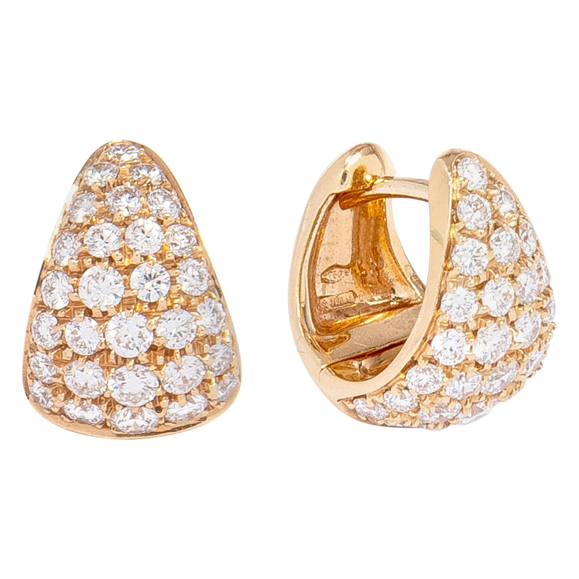 Red Gold Earrings with Diamonds 1.16 Carat
