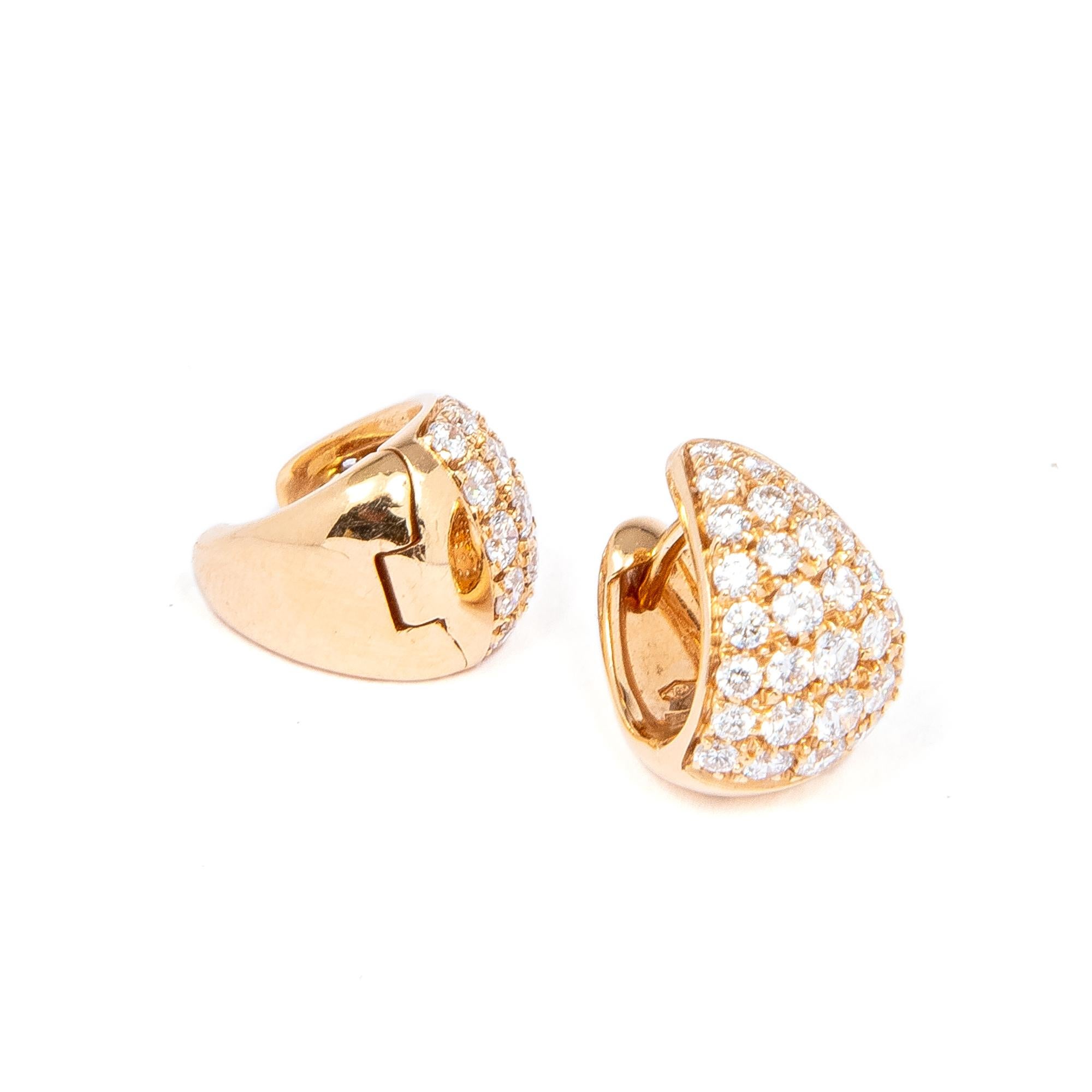 Modern Red Gold Earrings with Diamonds 1.16 Carat