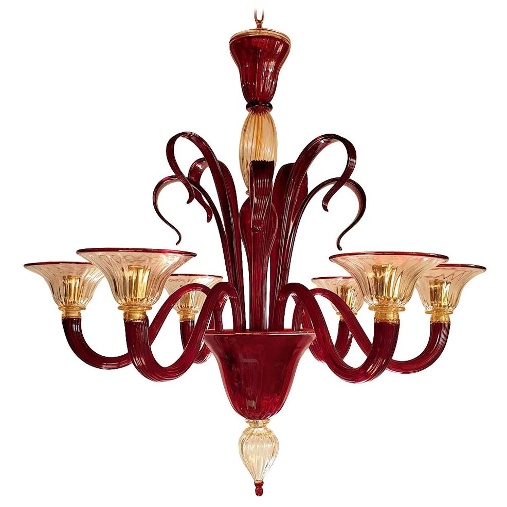 Large Venini Style "Pulegoso" Murano Glass Chandelier at 1stDibs