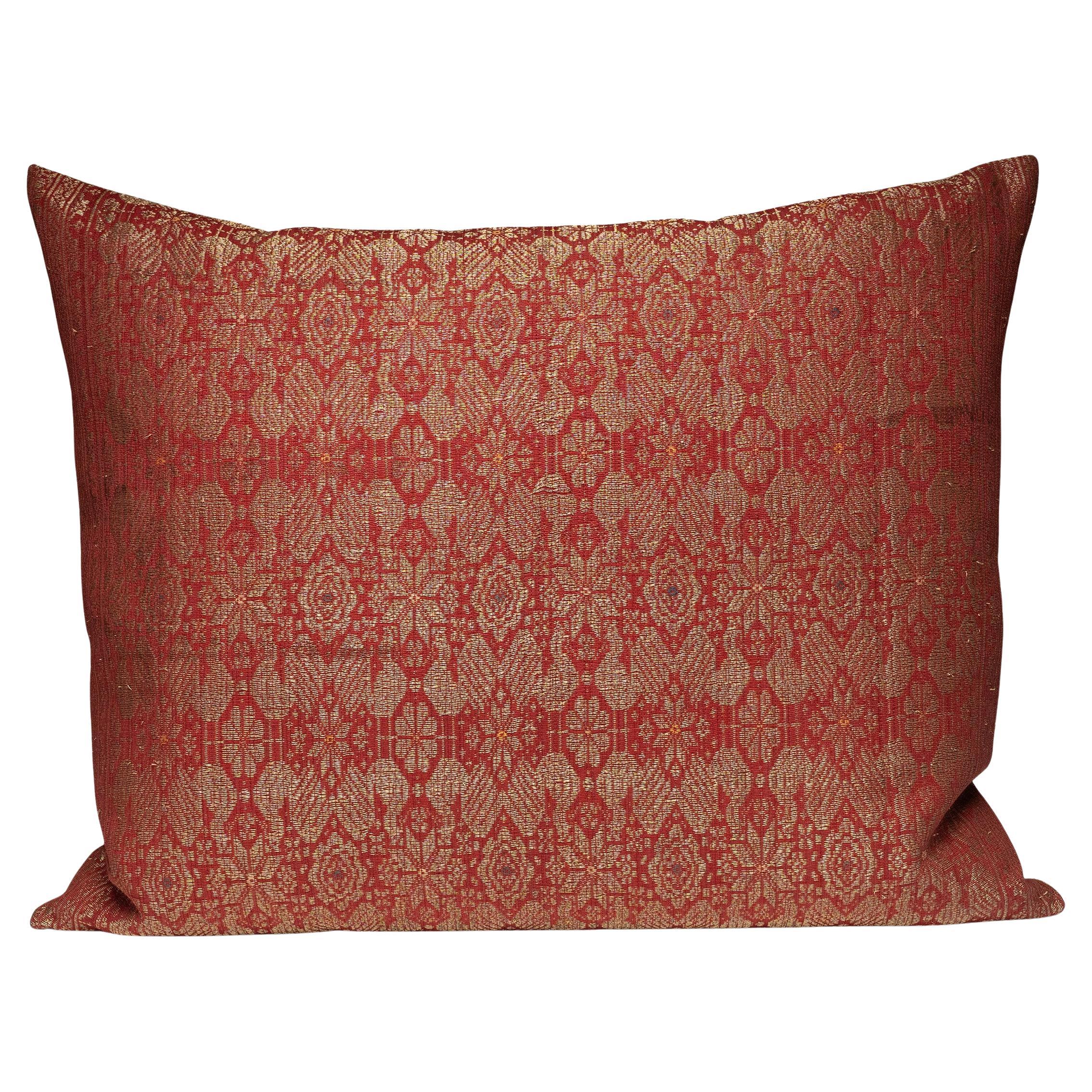 Red & Gold Silk Brocade Pillow