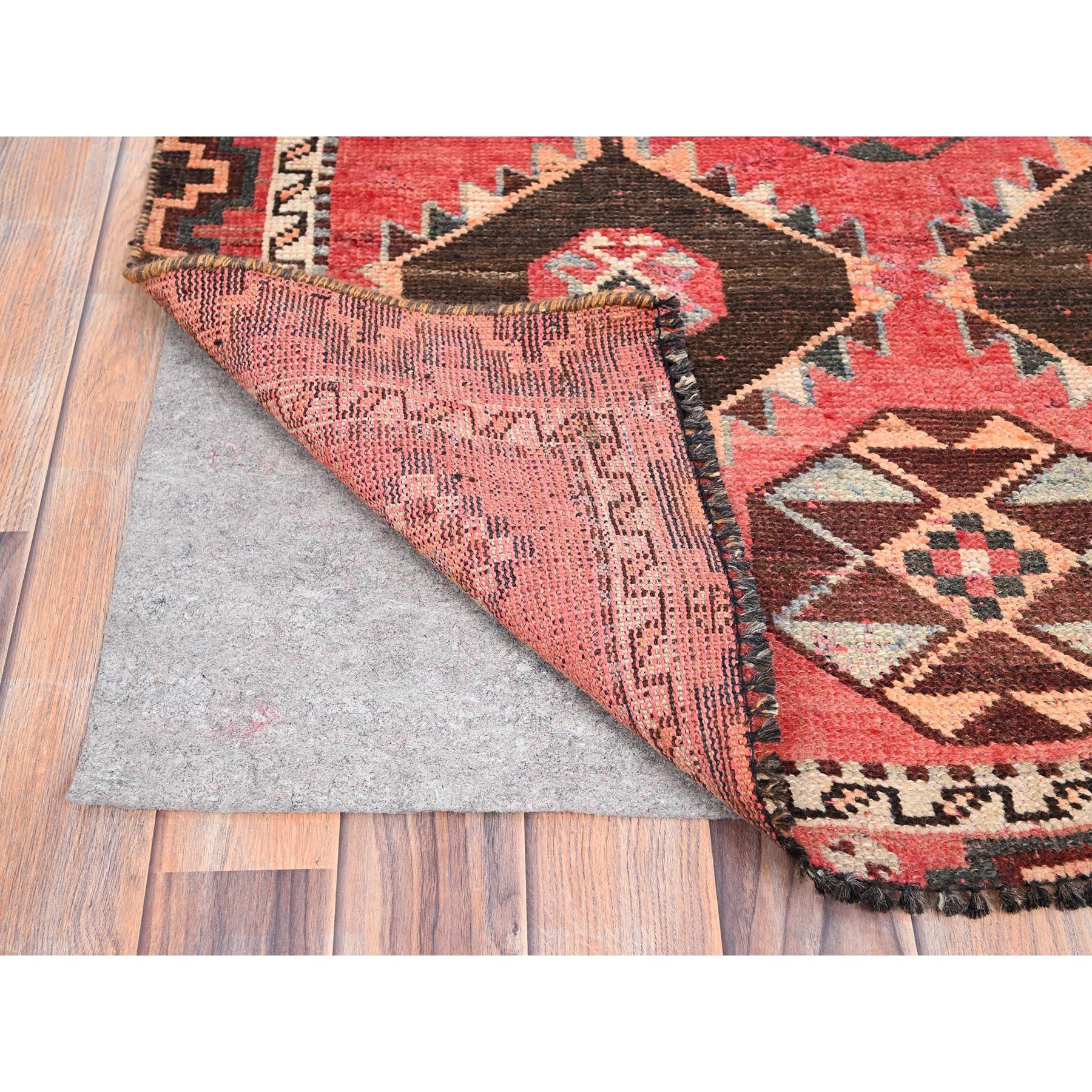 Hand-Knotted Red Good Condition Vintage Persian Shiraz Pure Wool Distressed Hand Knotted Rug For Sale