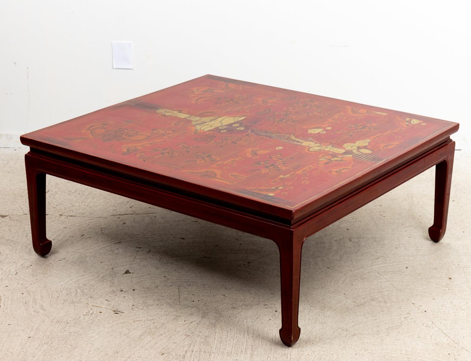 Red Gracie Chinoiserie Coffee Table For Sale at 1stDibs