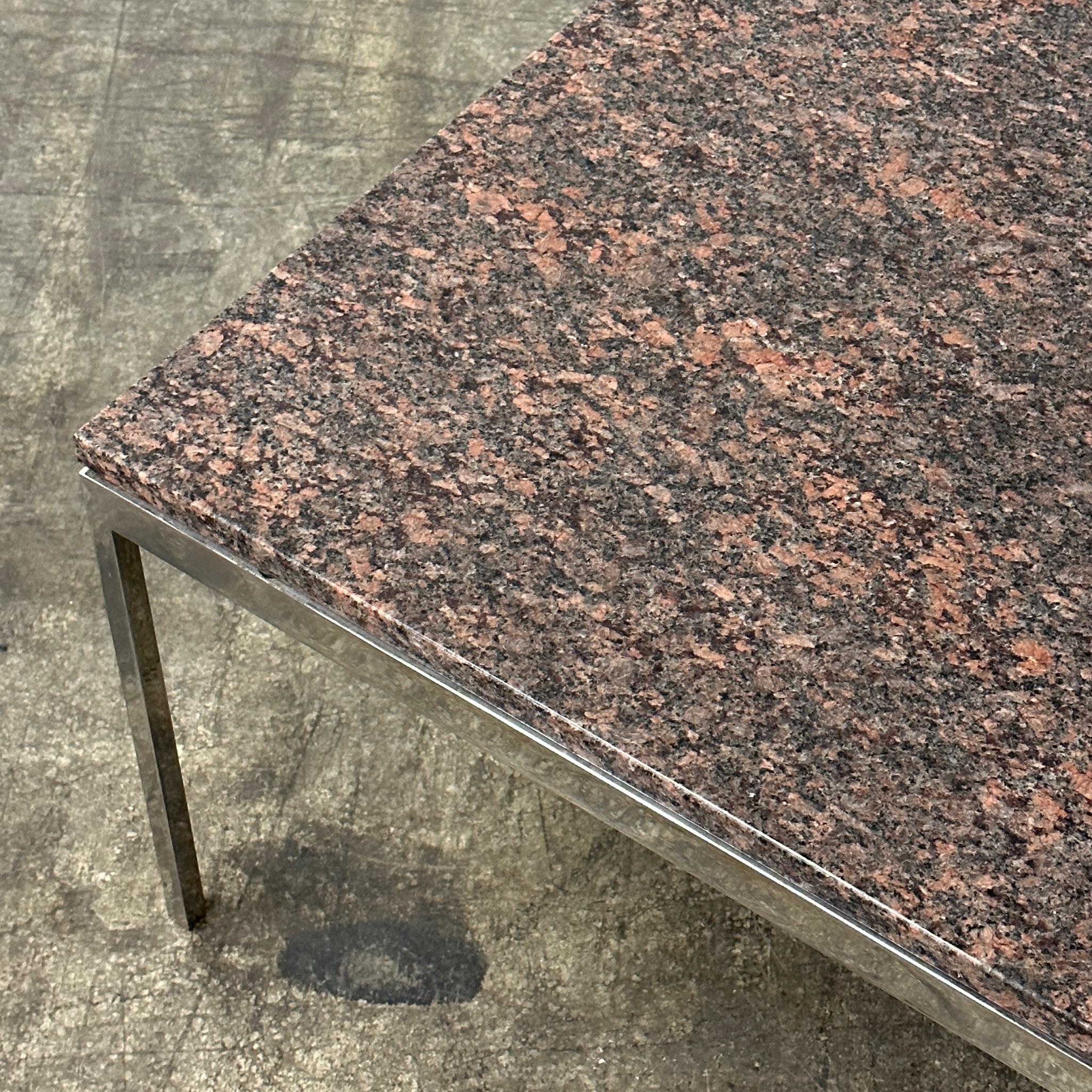 Granite top with chrome steel bases. Designed by Nicos Zographos. 

Dimensions for side table are 20