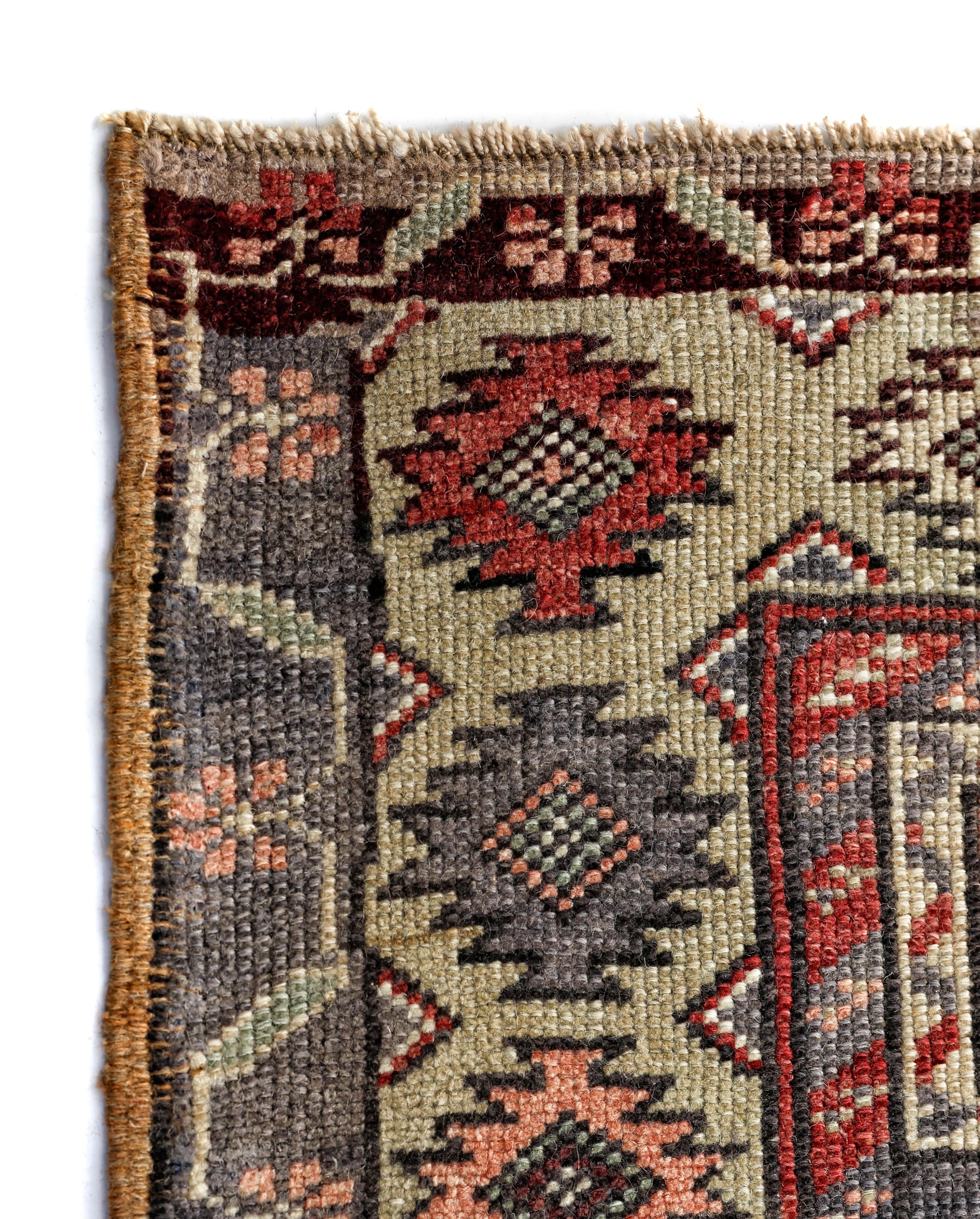 Anatolian rugs are hand knotted in the Central Anatolia or Asia Minor region of Turkey. The patterns are from Ottoman era as well as modern Turkey. The central medallion used in this rug symbolizes the central authority of the Ottoman Sultans. In