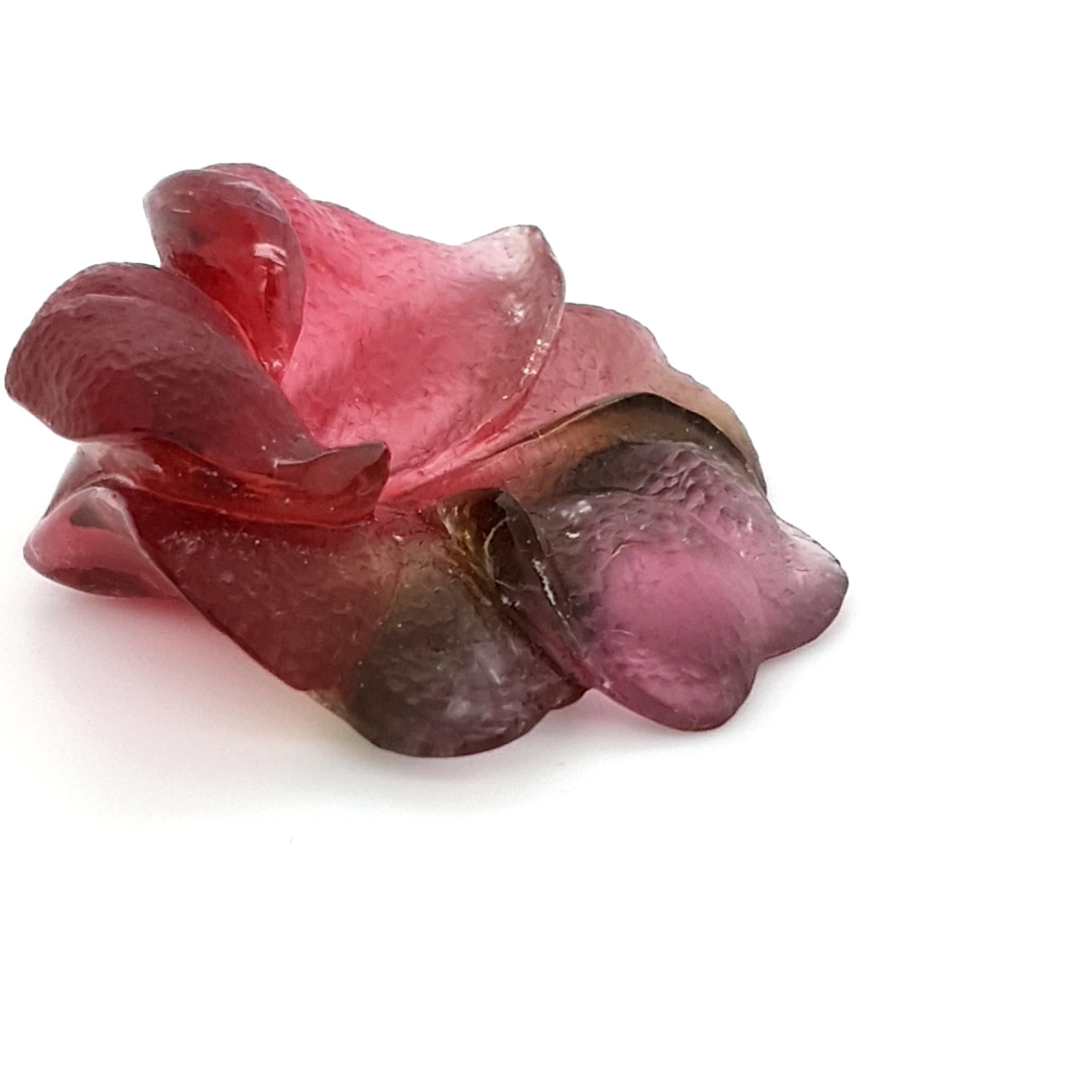 Fleur de tourmaline bicolore rouge-vert Unisexe en vente