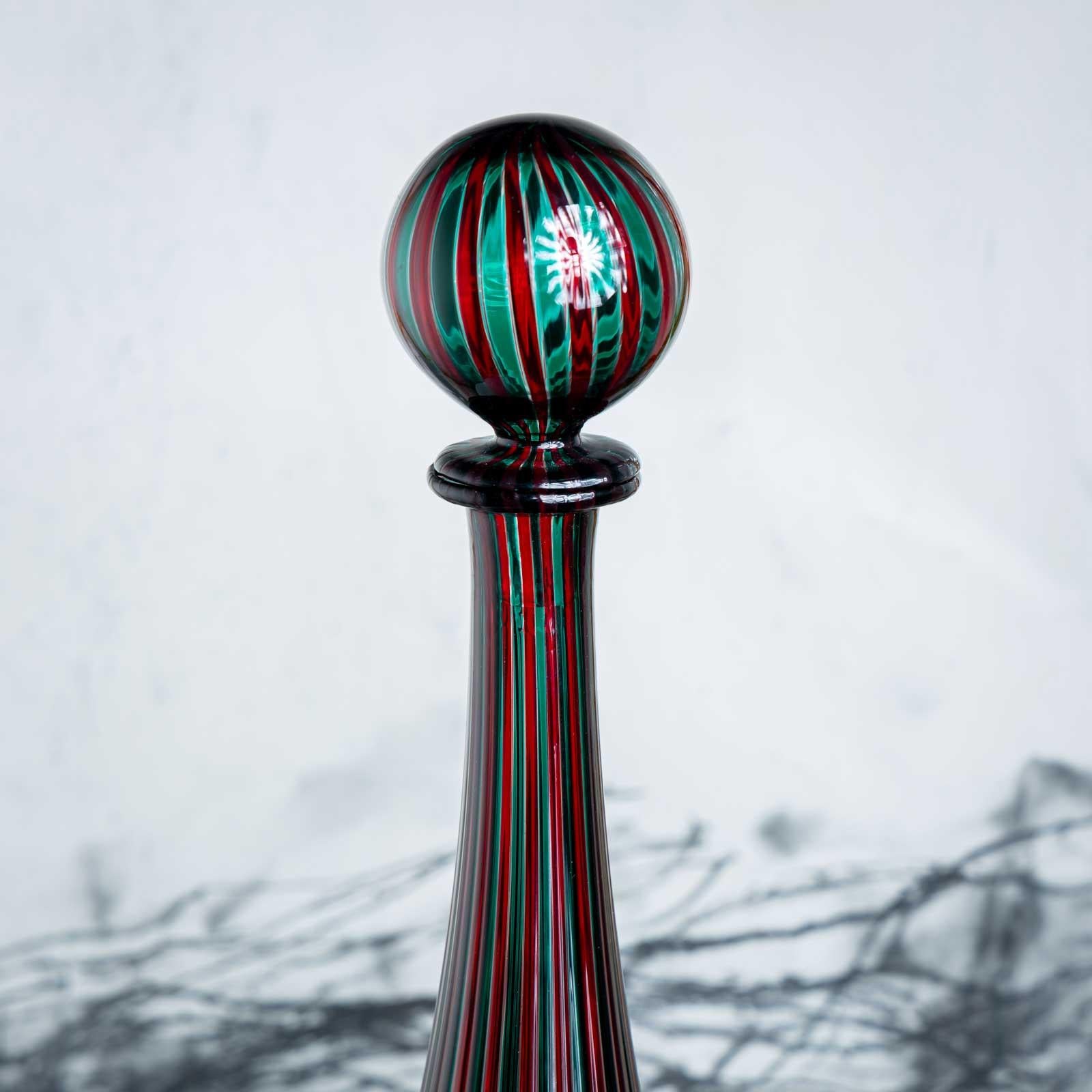 XX secolo Caraffa rosso-verde di Venini, Italia 1990 in vendita