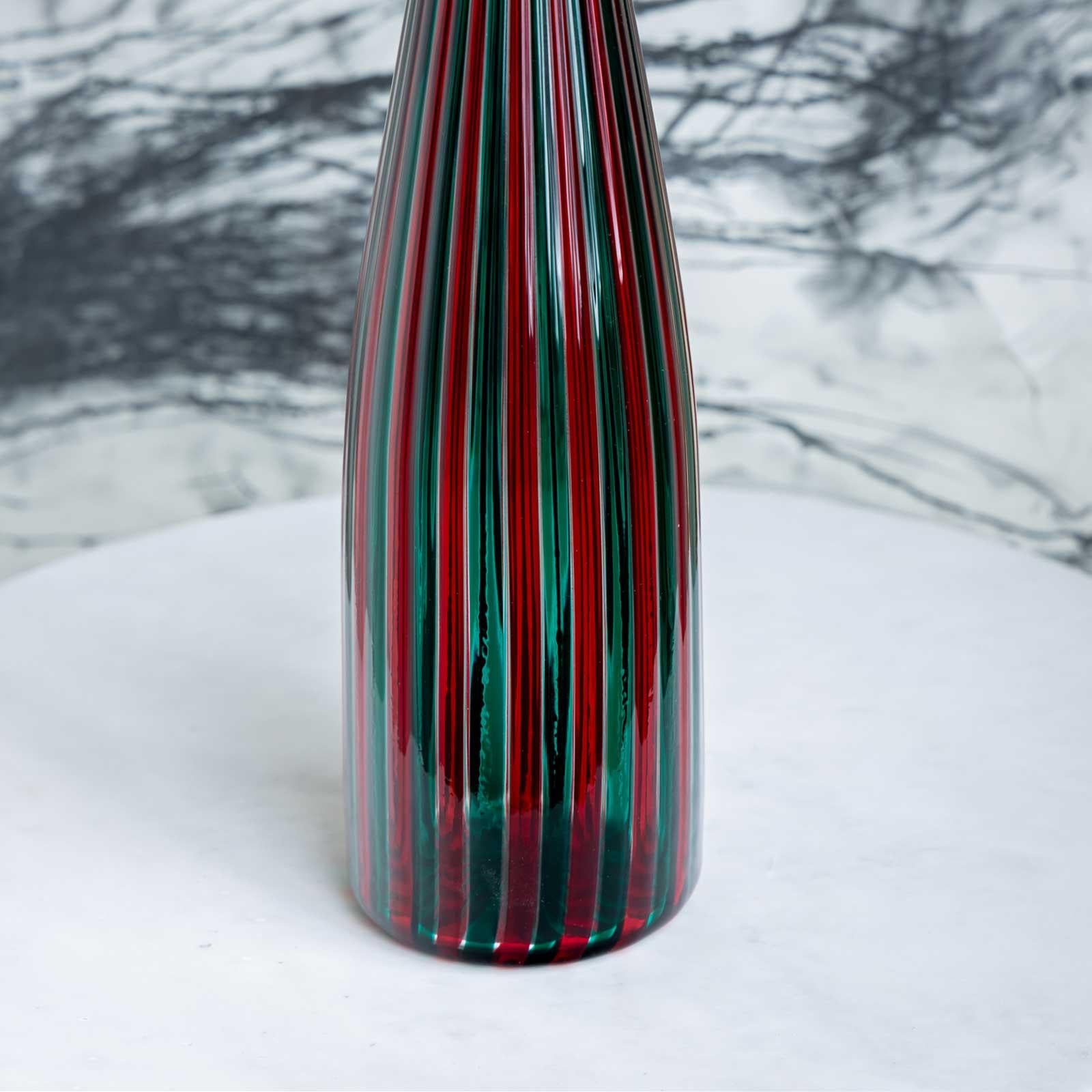 Vetro artistico Caraffa rosso-verde di Venini, Italia 1990 in vendita