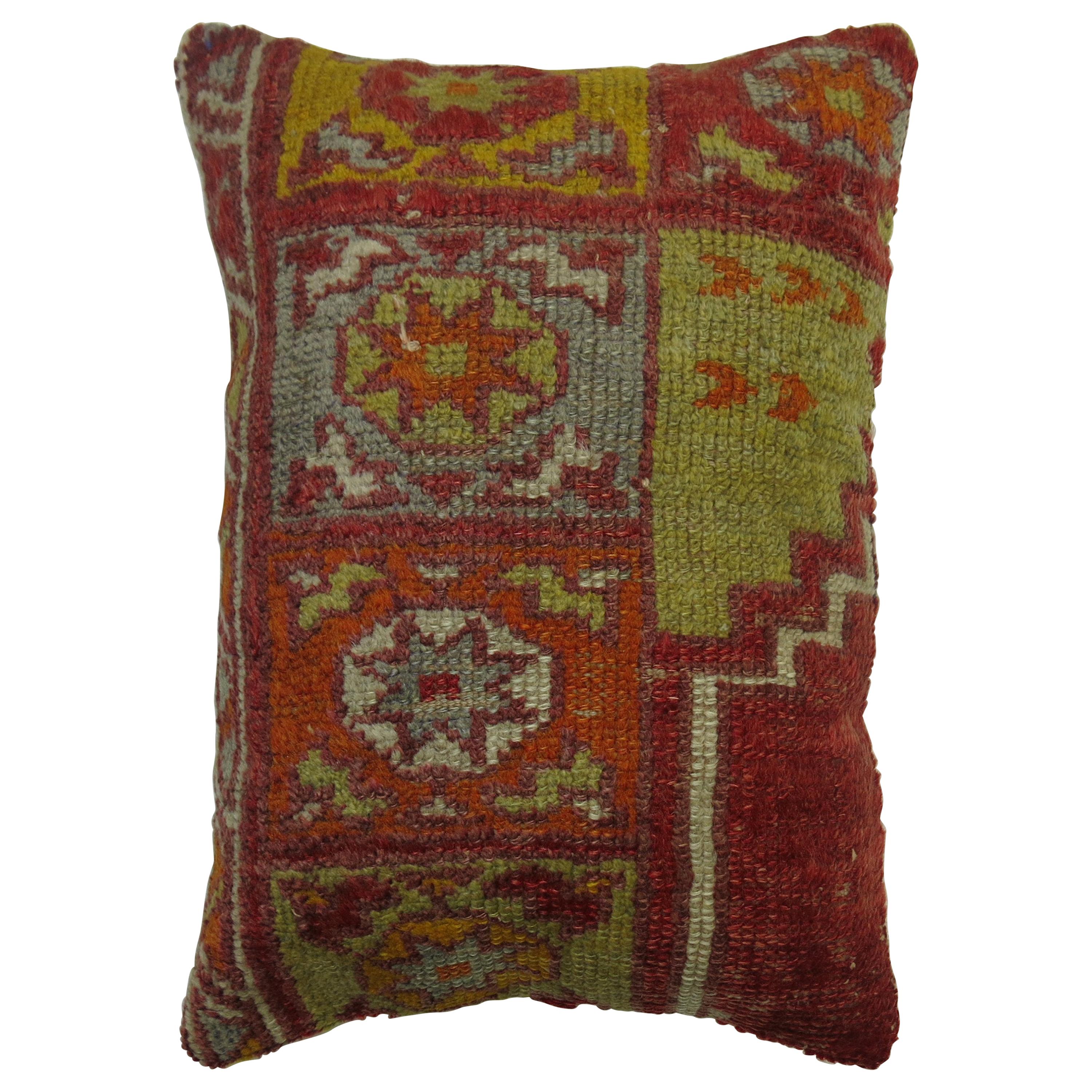 Red Green Orange Turkish Rug Pillow
