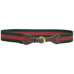 Red & Green Vintage Gucci Striped Canvas Belt