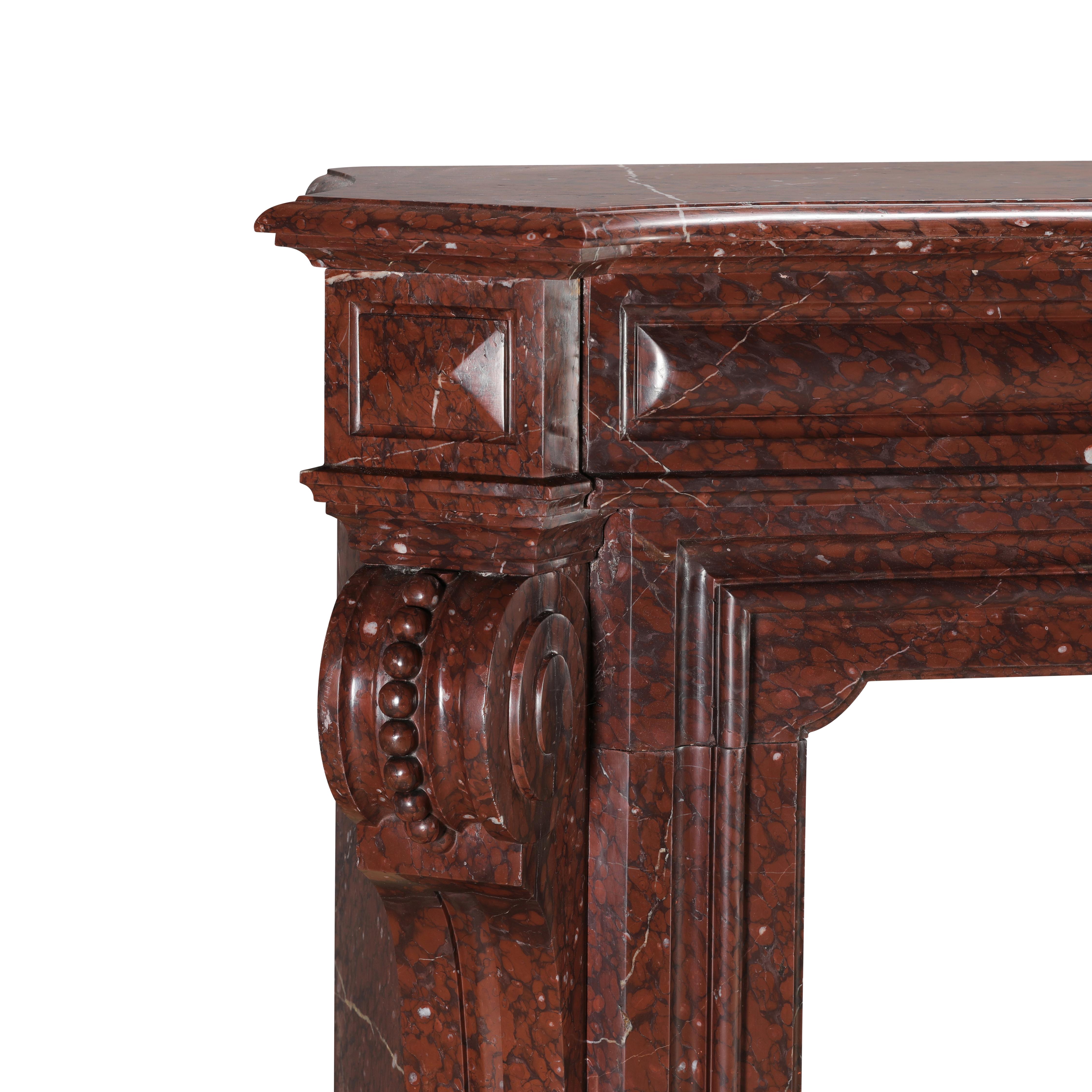 Red Griotte Marble Fireplace Surround – Authentic Mantel from Chateau Interior For Sale 7