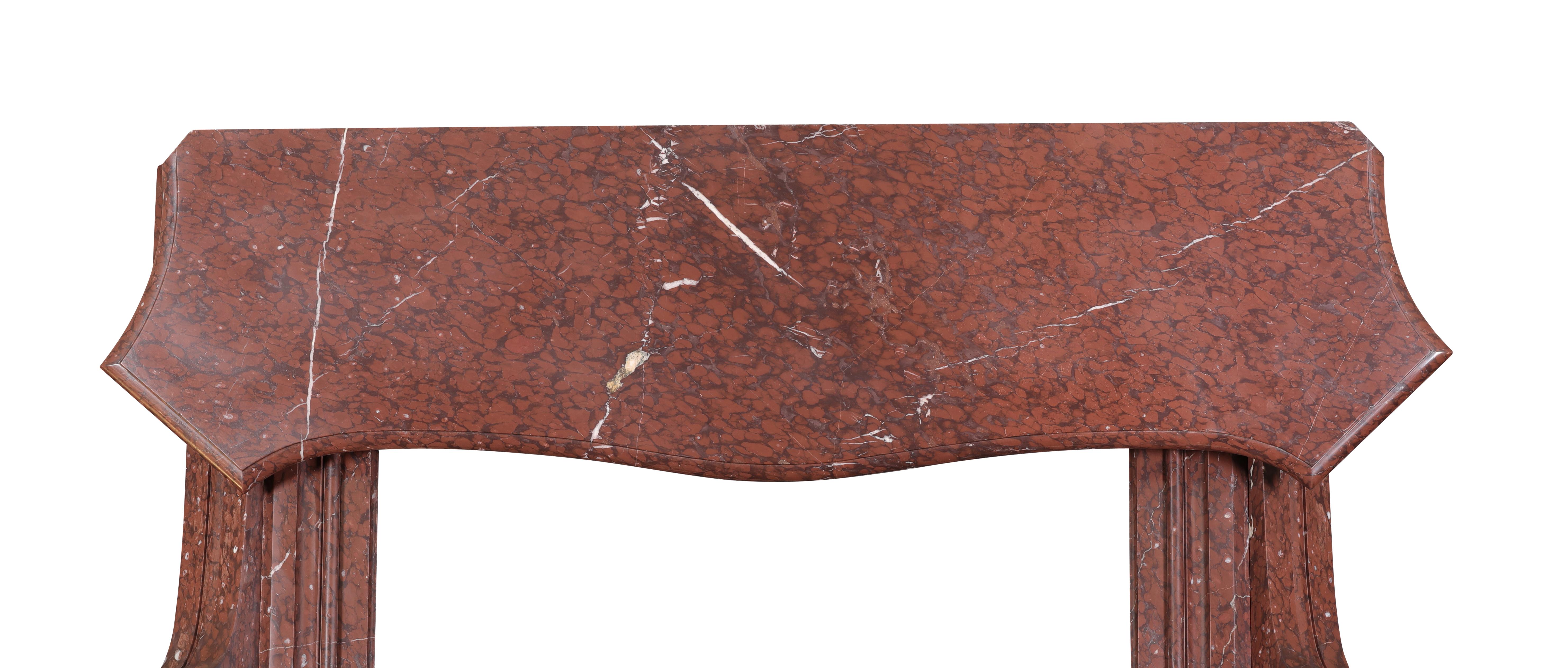 Red Griotte Marble Fireplace Surround – Authentic Mantel from Chateau Interior For Sale 8