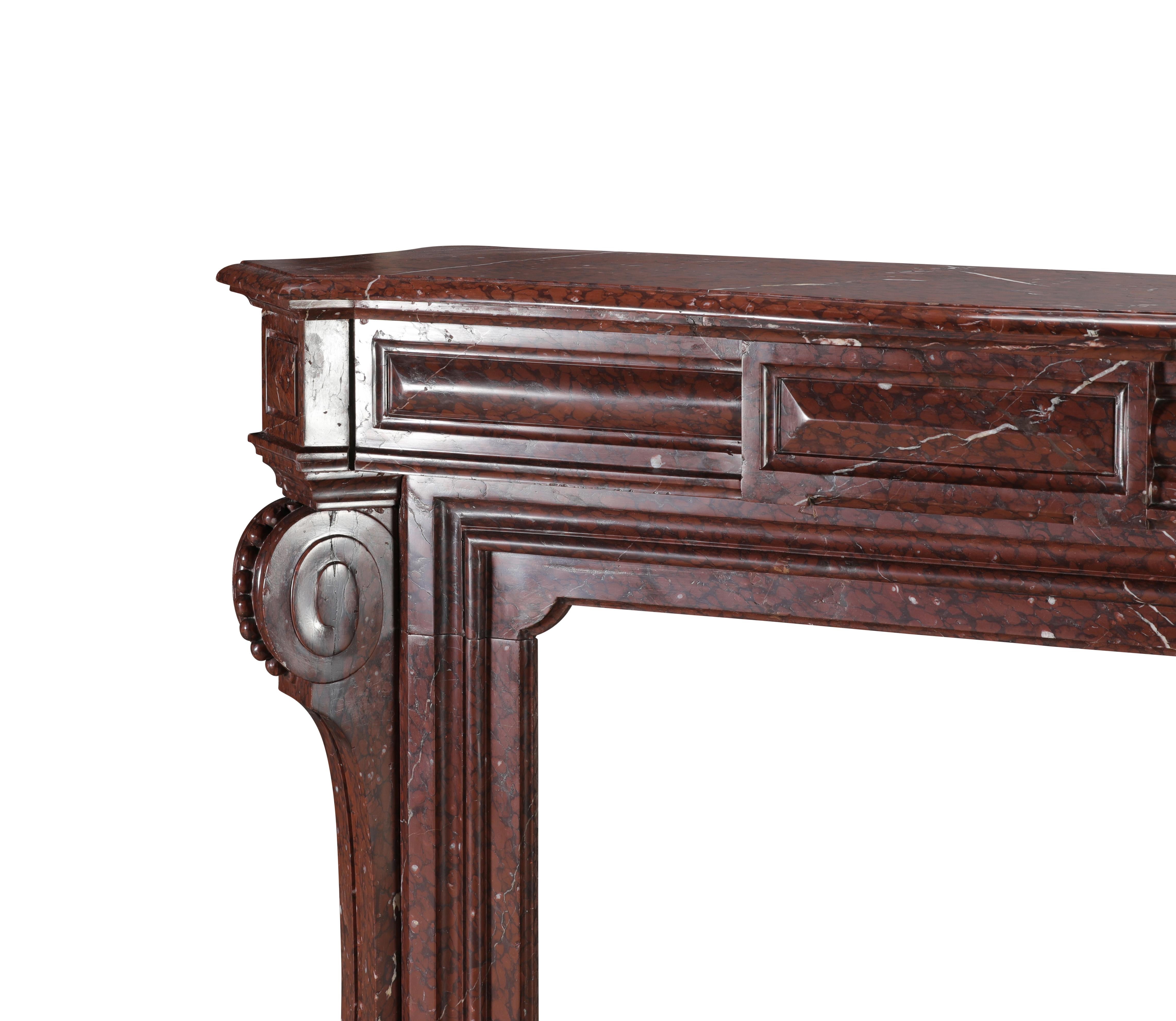 19th Century Red Griotte Marble Fireplace Surround – Authentic Mantel from Chateau Interior For Sale