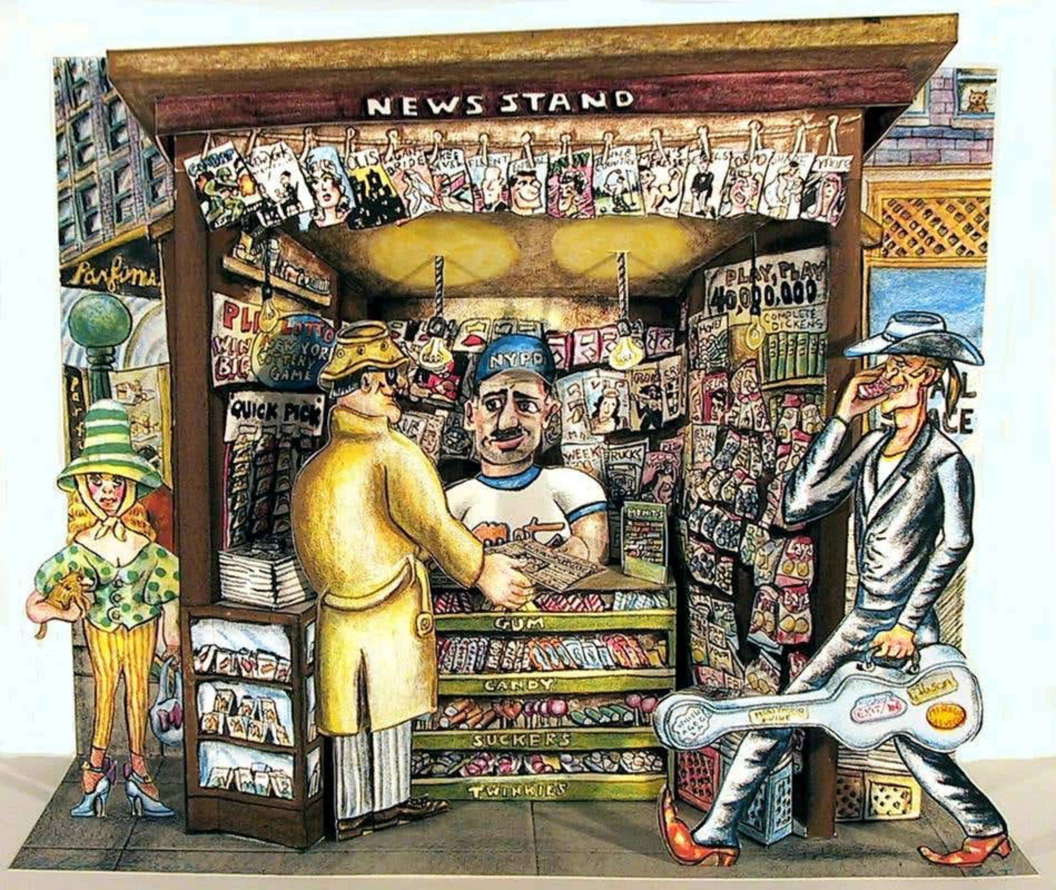 Extra, Extra Read All About It  (New York City Newsstand) - Mixed Media Art by Red Grooms