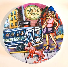 Red Grooms Moonstruck Porcelain Sculpture Plate 3D Manhattan NYC Cartoon