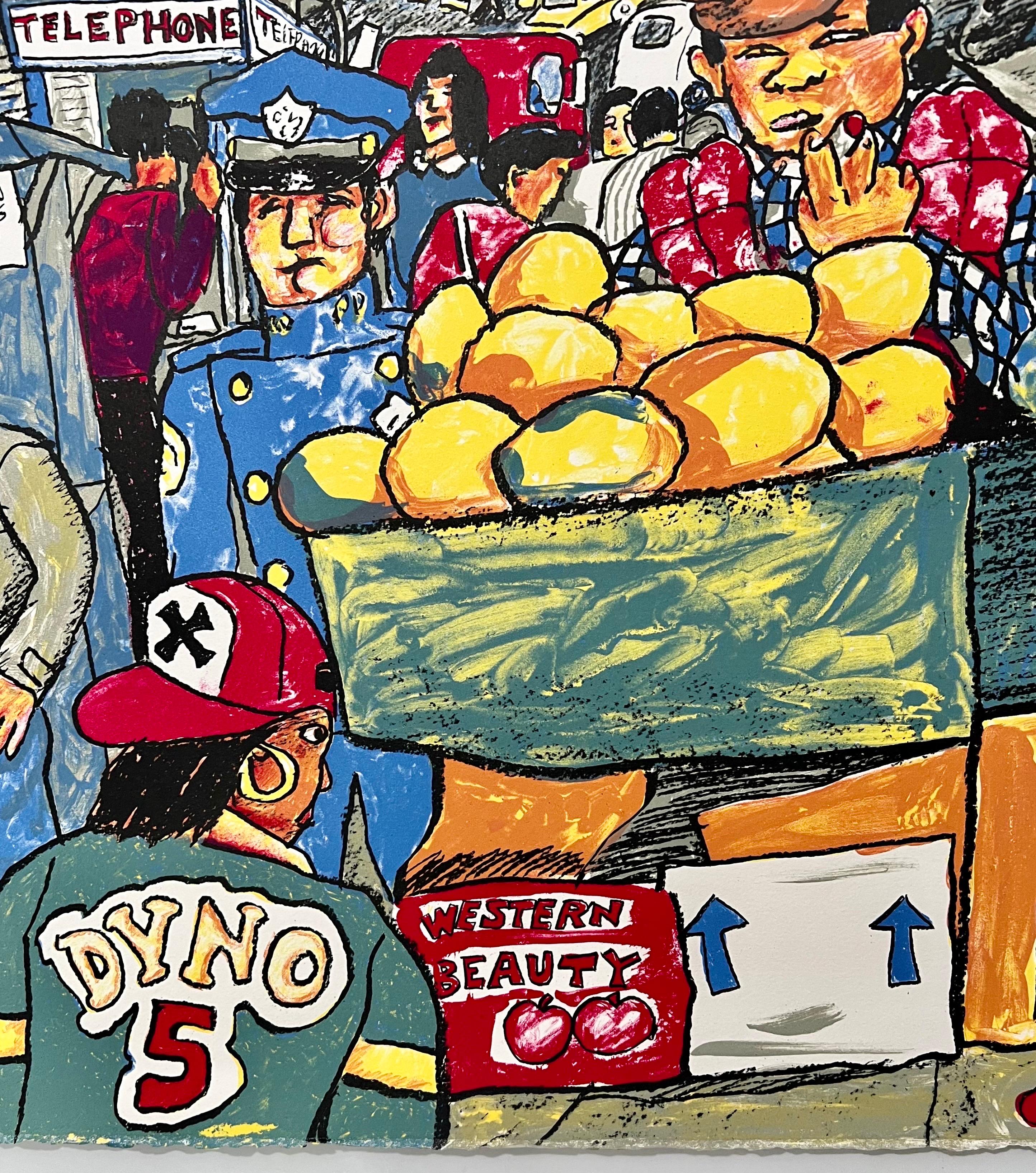 Red Grooms Canal St Chinatown Manhattan, New York City, Lithographie, Cartoon, Pop Art, Pop Art im Angebot 7