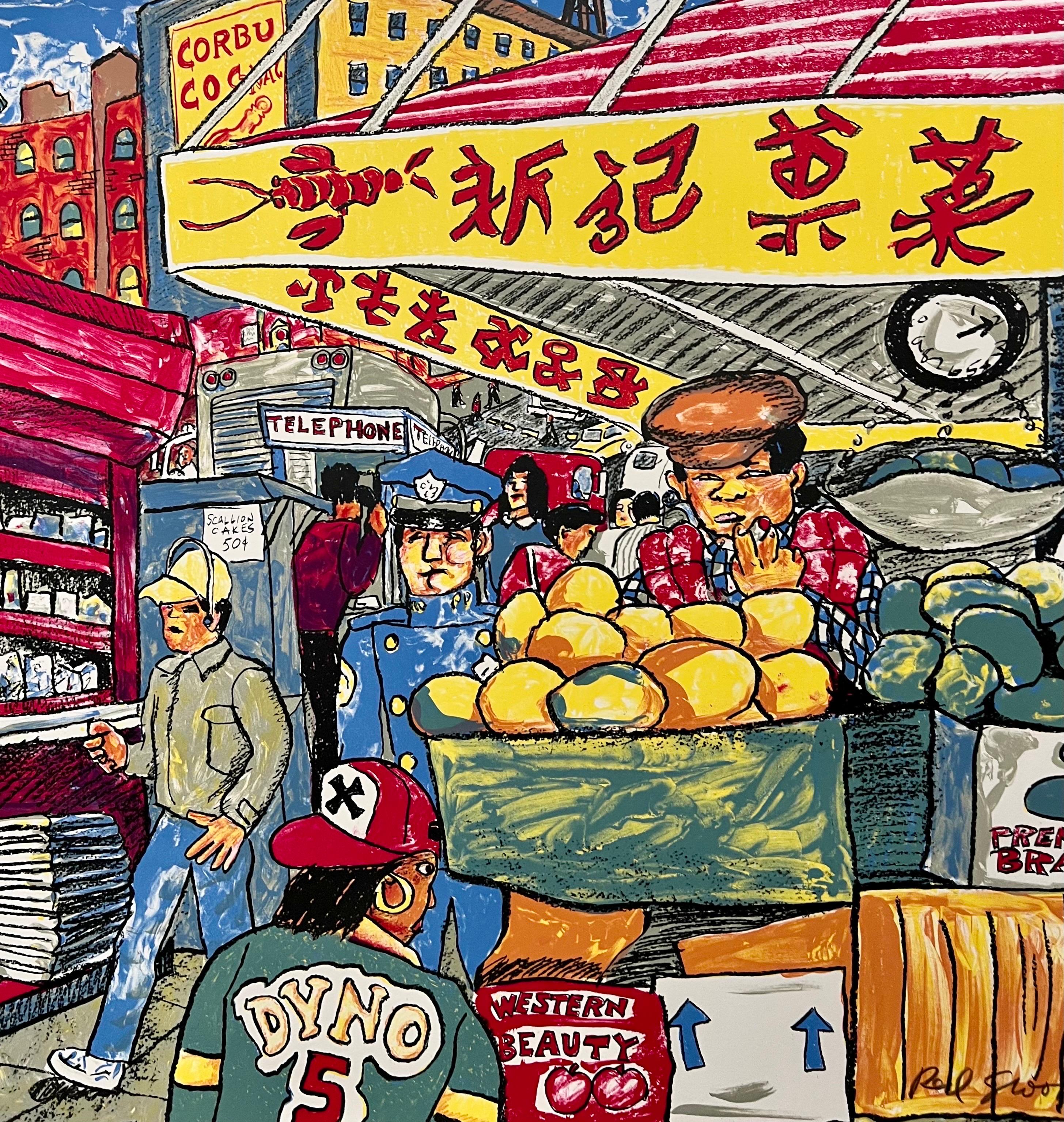 Red Grooms Canal St Chinatown Manhattan New York City Lithograph Cartoon Pop Art For Sale 8