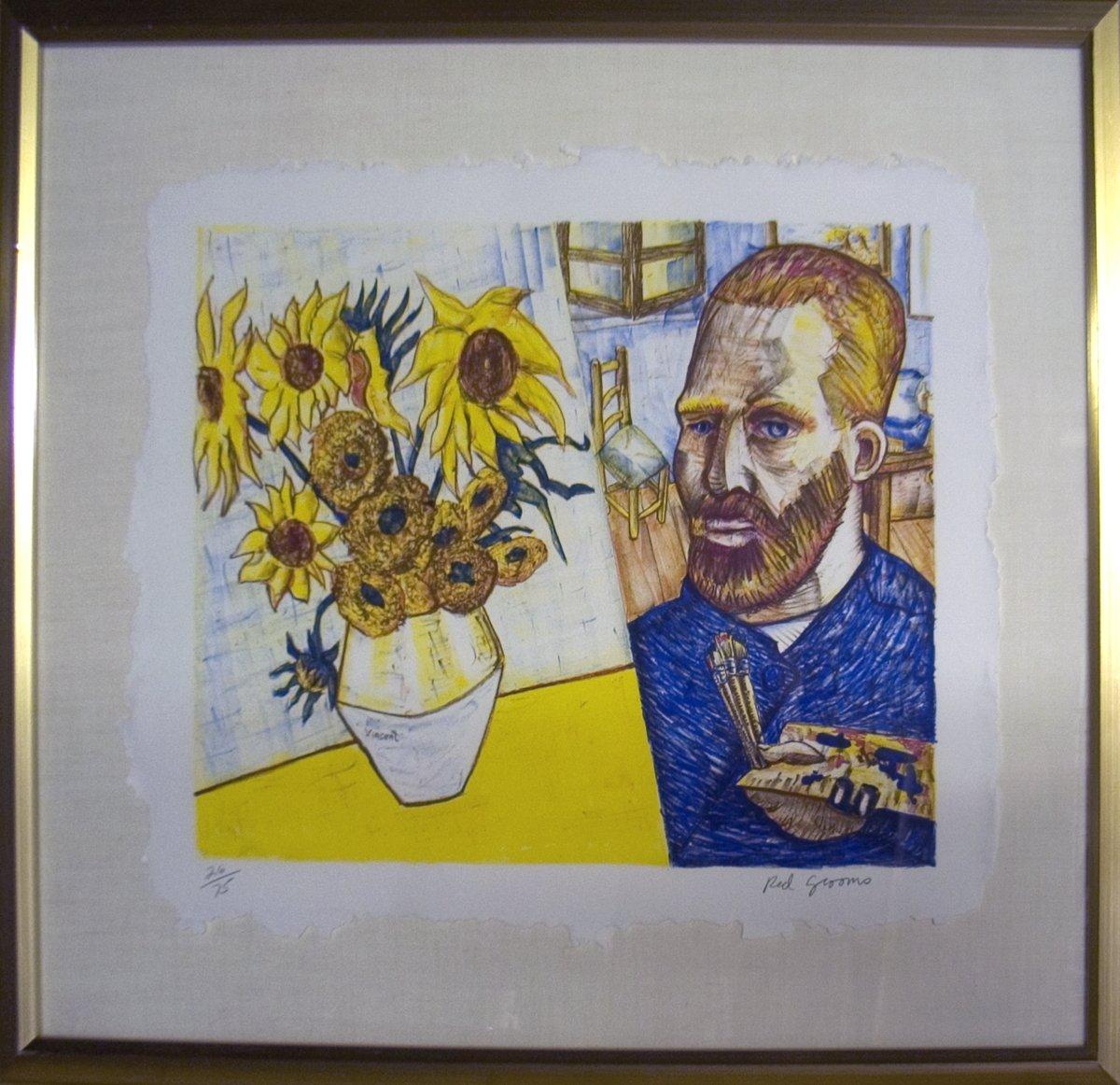 1988 Red Grooms 'van Gogh with Sunflowers' HAND SIGNED