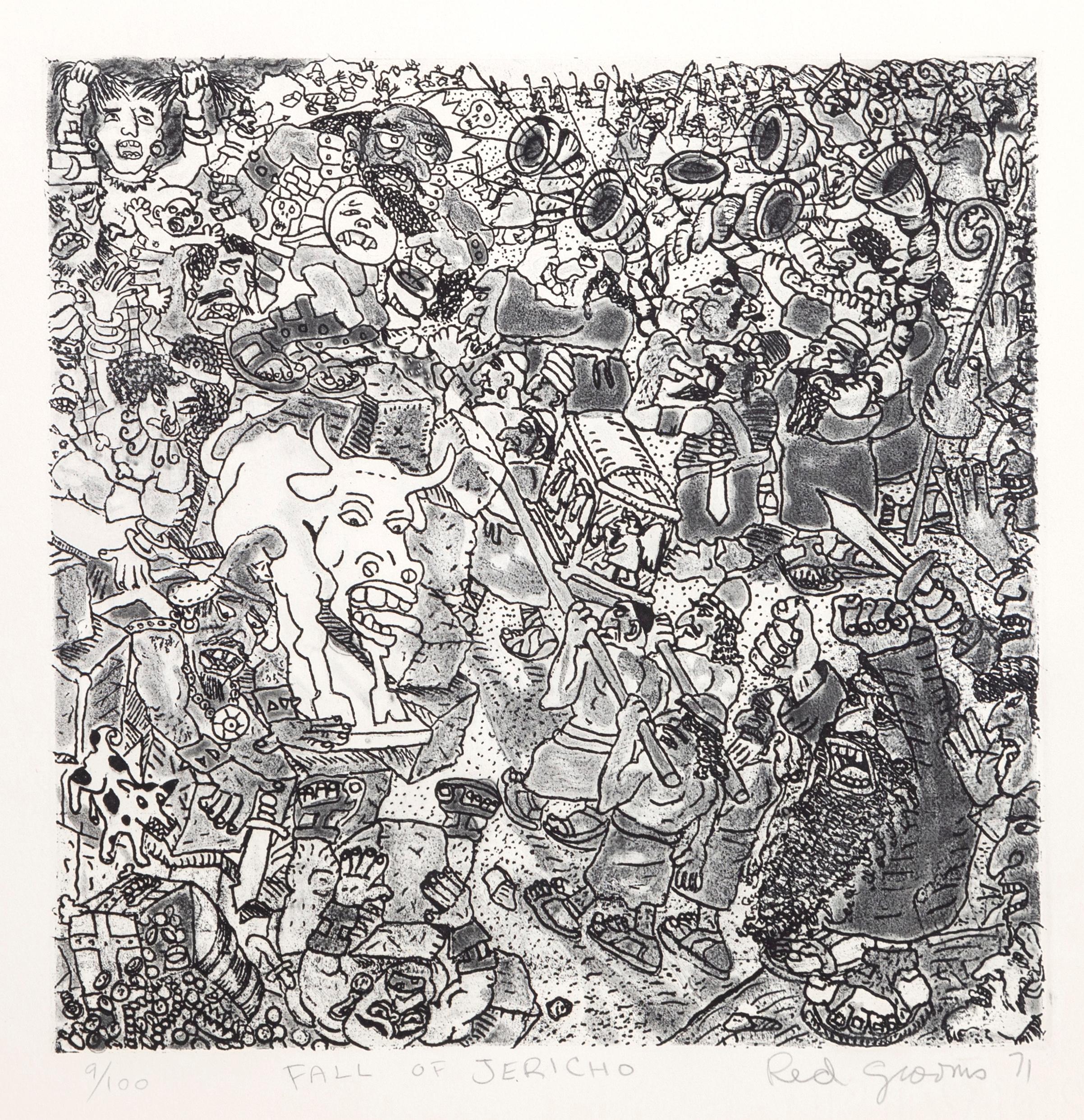 Fall of Jericho, Abstract Etching by Red Grooms