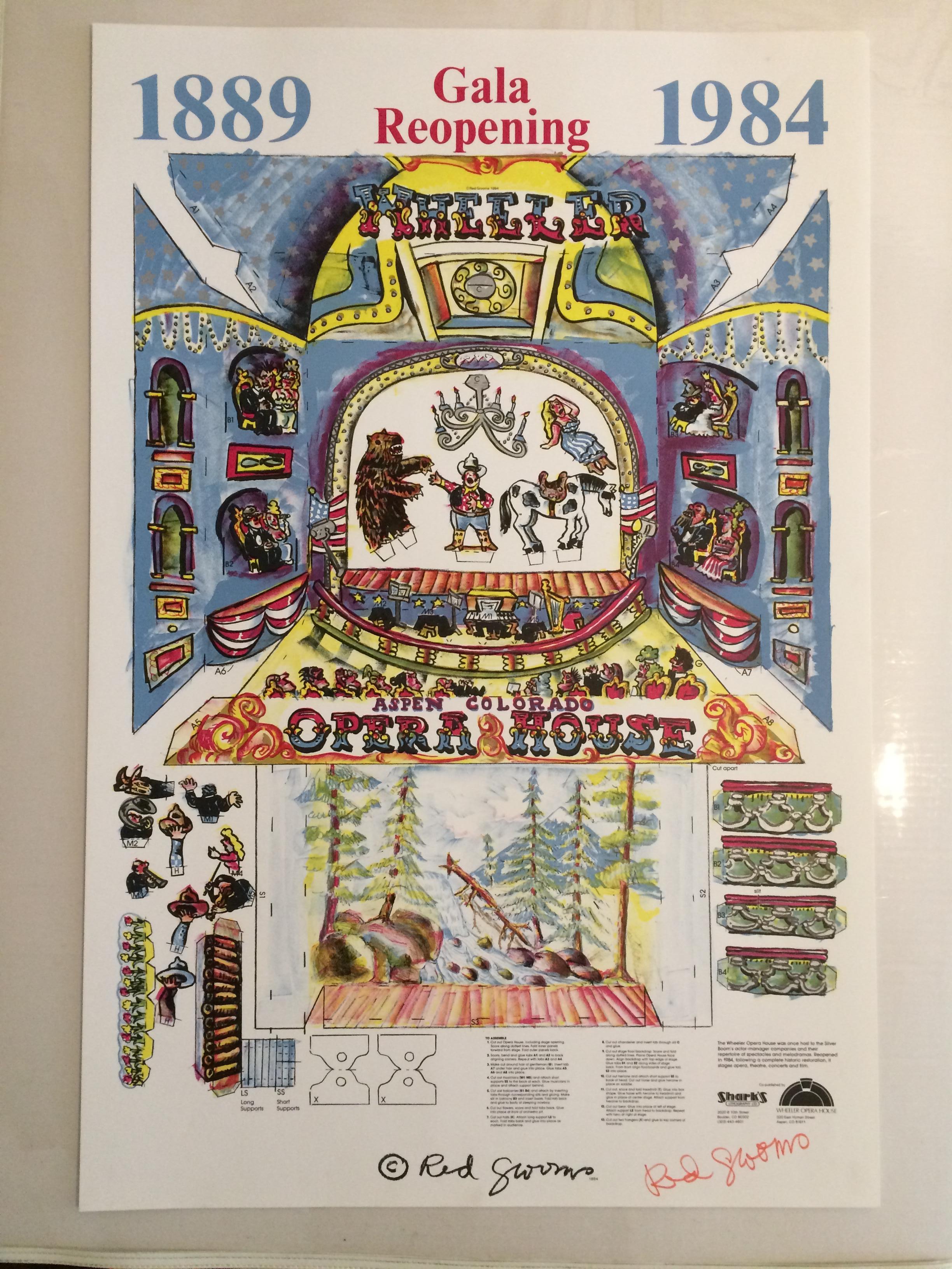 Red Grooms Figurative Print - Gala Reopening, Wheeler Opera House (1889-1984), Aspen, Colorado 