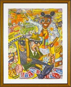 Hand-signed "Taxi Pretzel" lithograph from 1971 "No Gas" portfolio by Red Grooms