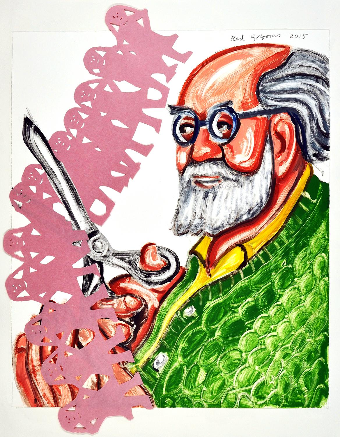 Red Grooms Portrait Print - "Matisse Cut Outs V"