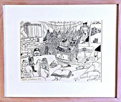 Red Grooms, "Expedition" (aka "EAT", aka "Stockholm Print") Signed/N, Framed