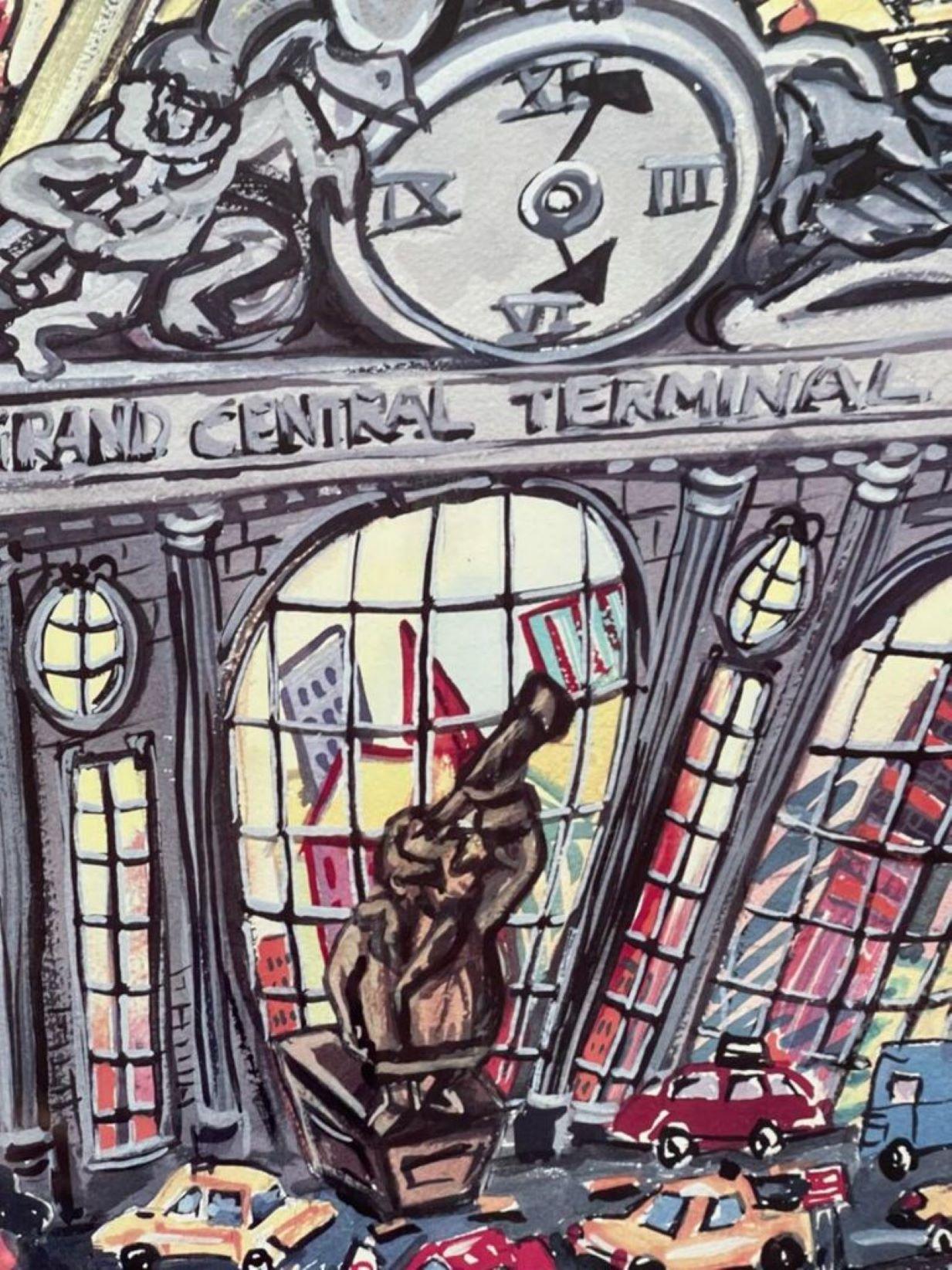 Red Grooms Grand Central Terminal (firmada e inscrita para el famoso abogado del Estado) en venta 3