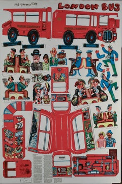 Red Grooms, "London Bus, 1984" 40 x 26 Print