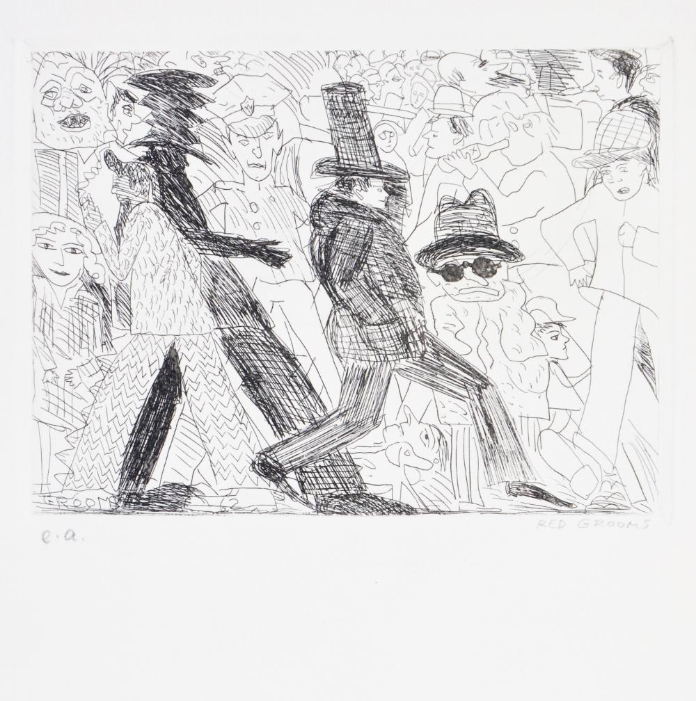 Red Grooms Figurative Print - Untitled, from The International Anthology of Contemporary Engraving